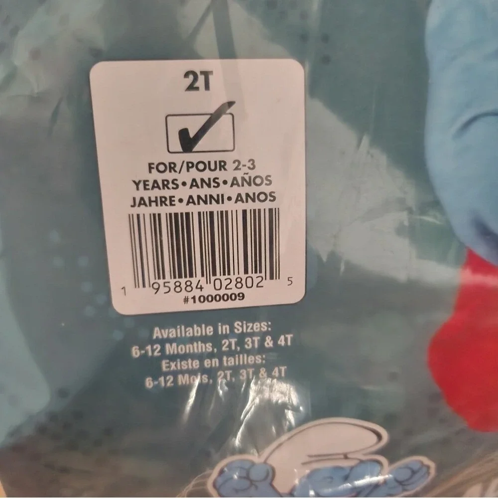 Rubies Smurfs Papa Costume‎ Red Pants Blue Shirt Hat Gloves Size 2T Halloween